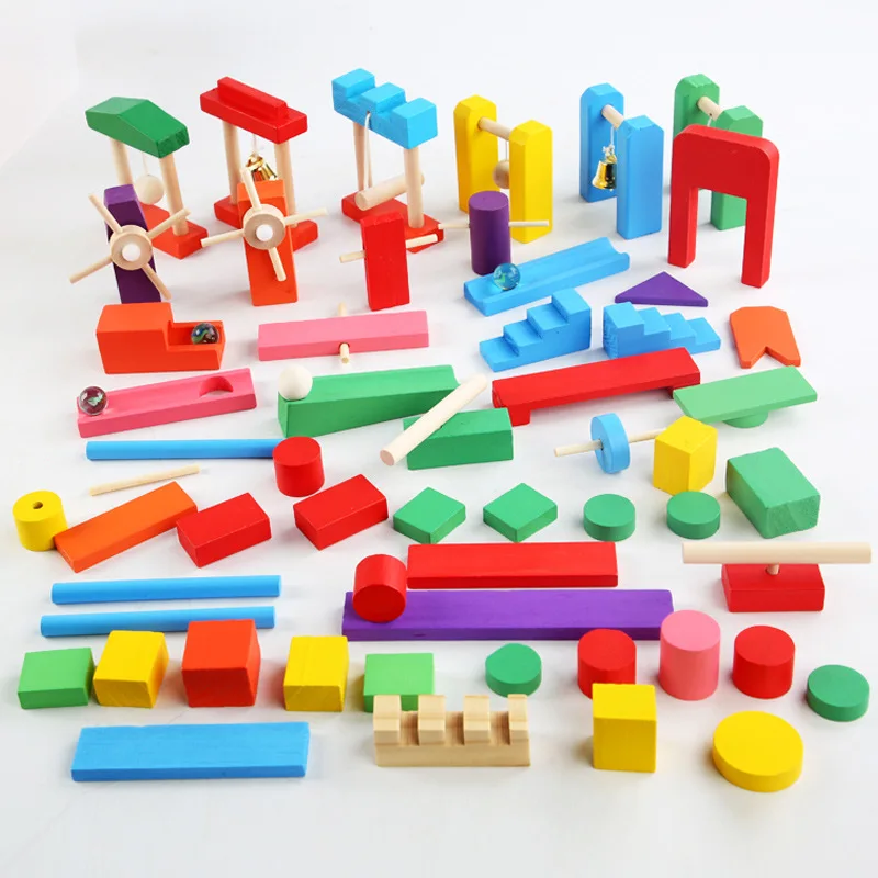 Woodworking Domino - 몬테소리 나무 무지개 도미노 장난감 기관