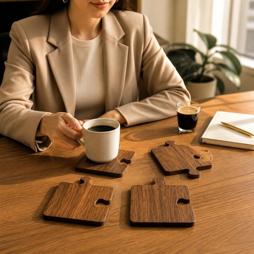 4개입 빈티지 나무 컵받침 세트, 내열성 크리스마스 장 - Woodworking Game 리뷰 및 가격